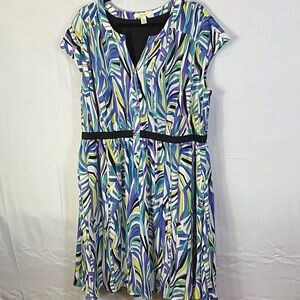 Sejour Short Sleeve Cool Toned Midi Dress Size 16W